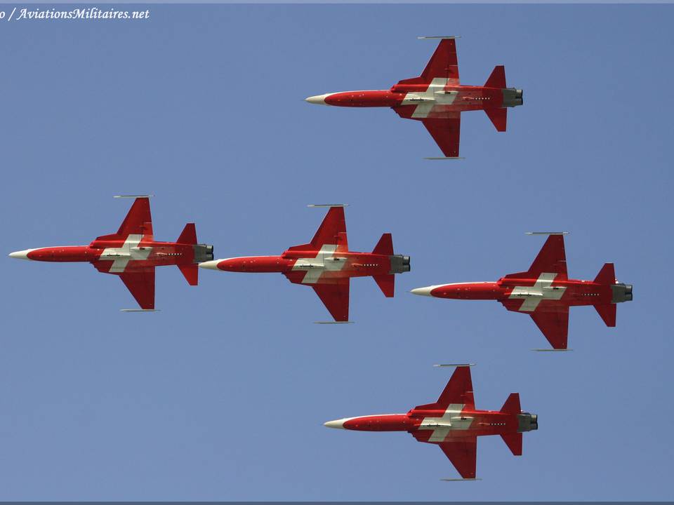 Portes ouvertes de la Base Aérienne de Sion (2008) 1 : Patrouille Suisse  (formation Supercanard)