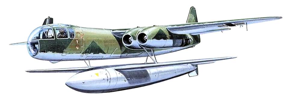 Version non pilot&eacute;e du E.377 sous un Arado Ar-234C-2