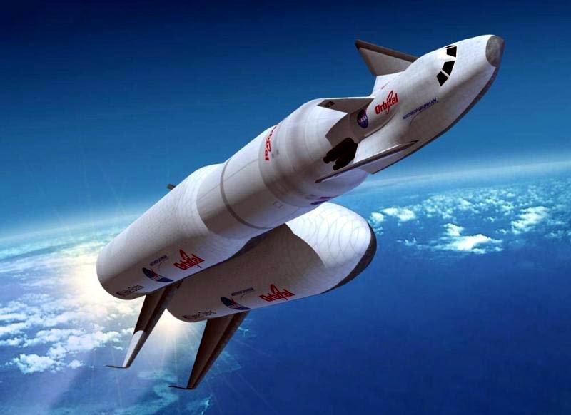 le projet de Grumman-Orbital, le petit OSP largu&eacute; par un lanceur r&eacute;utilisable.