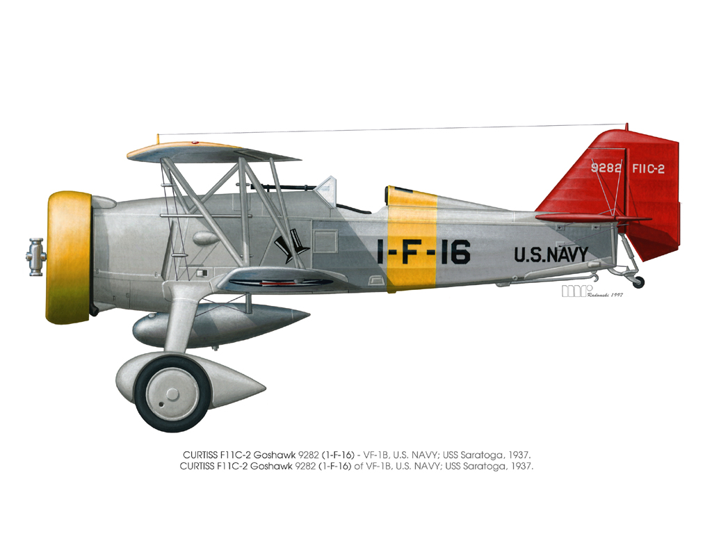 Curtiss F11C-2 Goshawk de l'US Navy, profil couleur