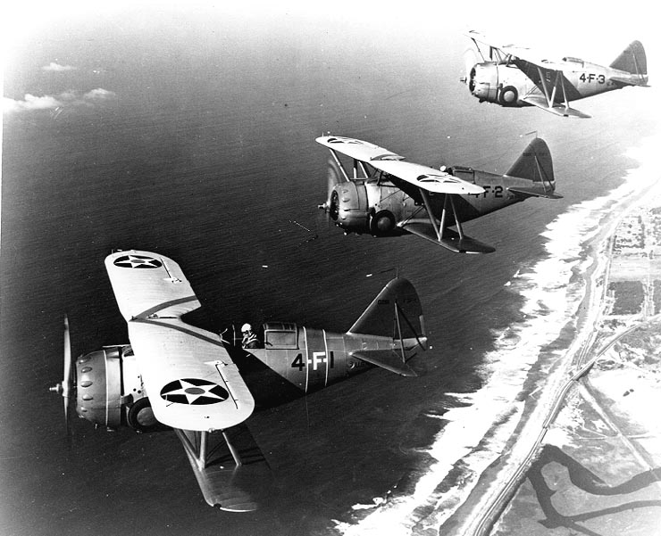 Grumman F3F-1 de l'US Navy en formation