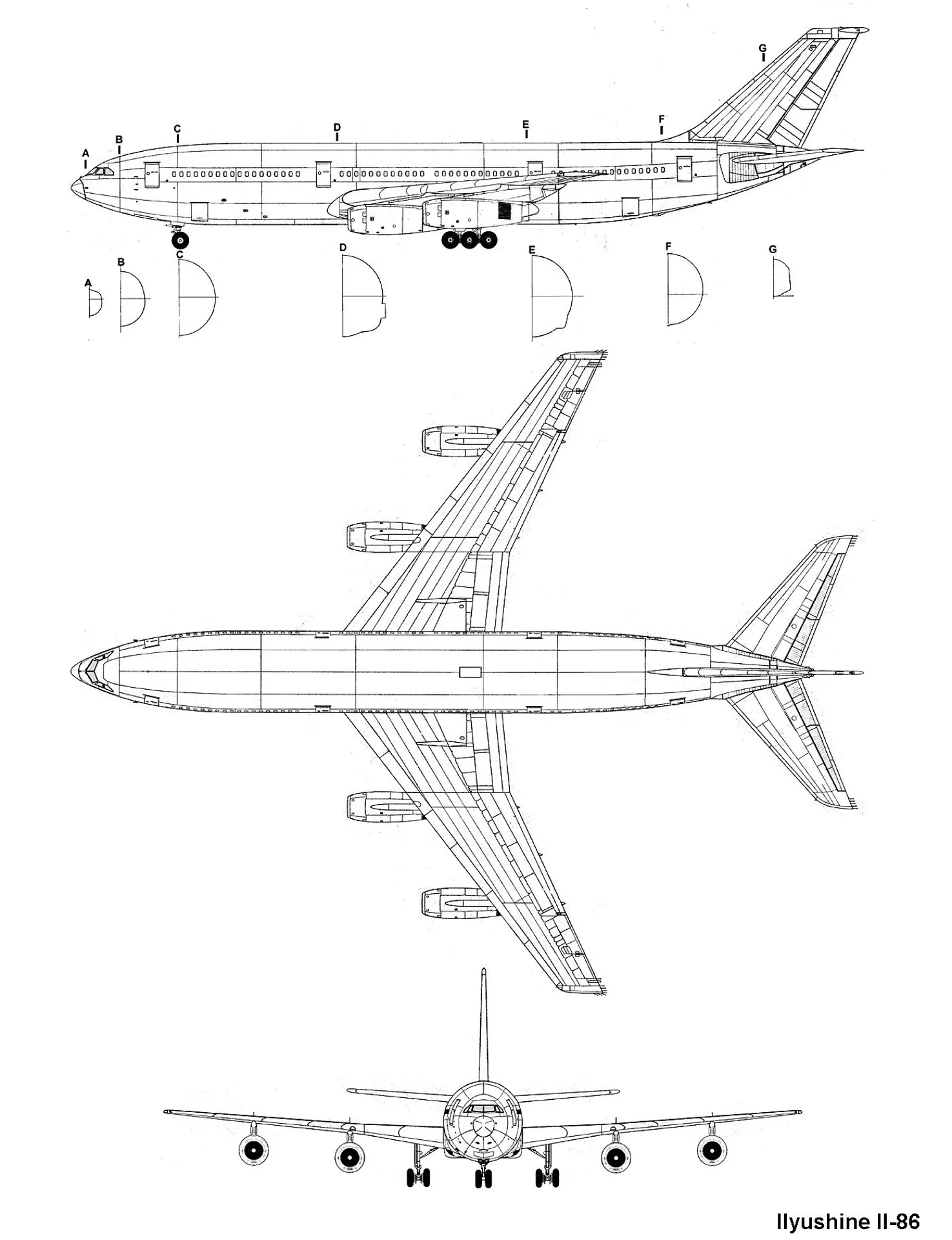 Airliner IL - 86 CAD model, AutoCAD drawings free download