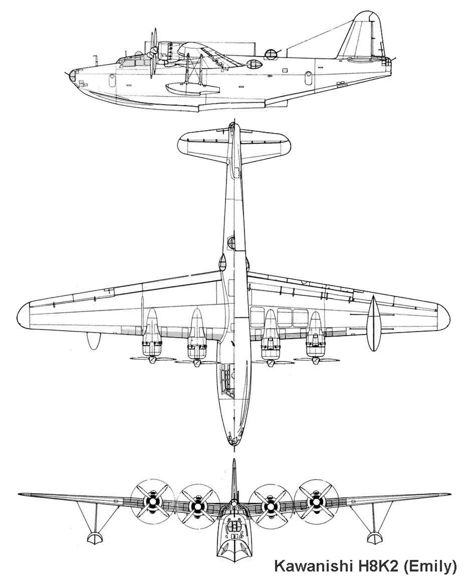 8 h 2. Kawanishi h8k. H8k2 Emily. Kawanishi h8k чертежи. Гидросамолет Каваниси н-8к.